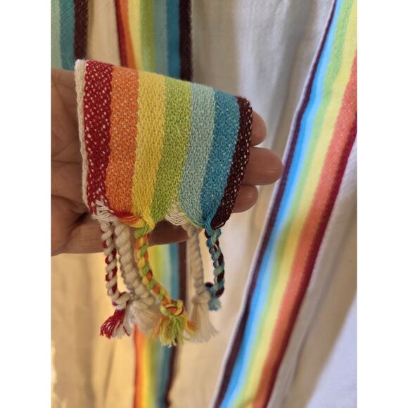 YAZD Tie Robe Size S/M Cream Rainbow Toweling Lounging Luxury Mid Length Soft - Picture 3 of 8